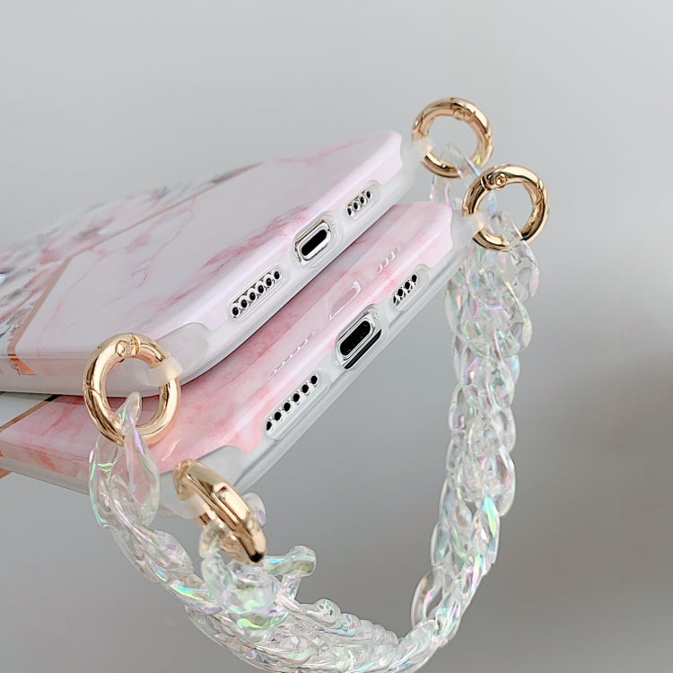 For iPhone 12 Pro Max Splicing Flower Eight Characters Pattern TPU Protective Case with Chain Strap