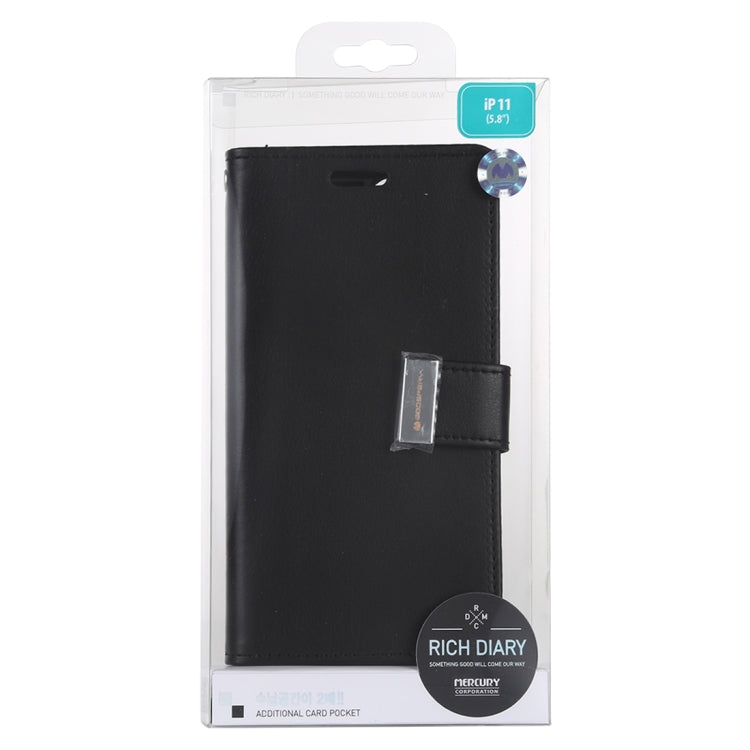 For iPhone 11 Pro MERCURY GOOSPERY RICH DIARY Crazy Horse Texture Horizontal Flip Leather Case  with Holder & Card Slots & Wallet