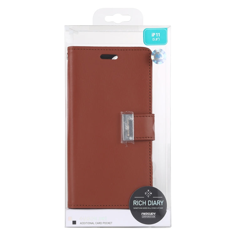 For iPhone 11 Pro MERCURY GOOSPERY RICH DIARY Crazy Horse Texture Horizontal Flip Leather Case  with Holder & Card Slots & Wallet