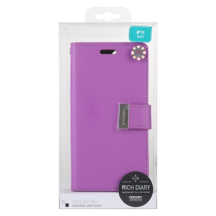 For iPhone 11 Pro MERCURY GOOSPERY RICH DIARY Crazy Horse Texture Horizontal Flip Leather Case  with Holder & Card Slots & Wallet