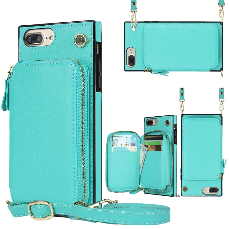 Cross-body Zipper Big Wallet Bag Square TPU+PU Back Cover Case with Holder & Card Slots & Wallet & Strap For iPhone 8 Plus / 7 Plus