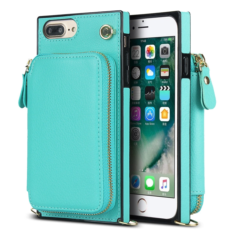 Cross-body Zipper Big Wallet Bag Square TPU+PU Back Cover Case with Holder & Card Slots & Wallet & Strap For iPhone 8 Plus / 7 Plus