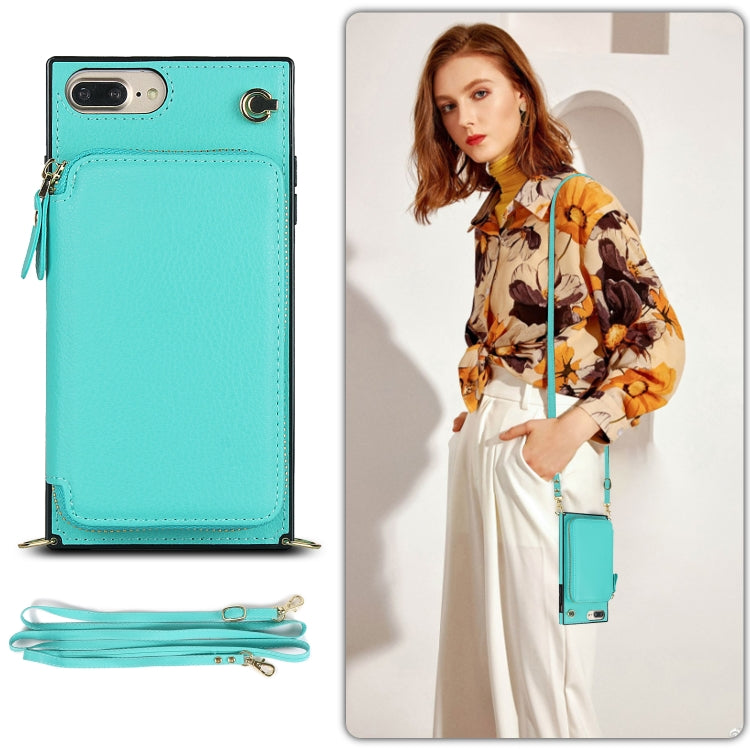 Cross-body Zipper Big Wallet Bag Square TPU+PU Back Cover Case with Holder & Card Slots & Wallet & Strap For iPhone 8 Plus / 7 Plus