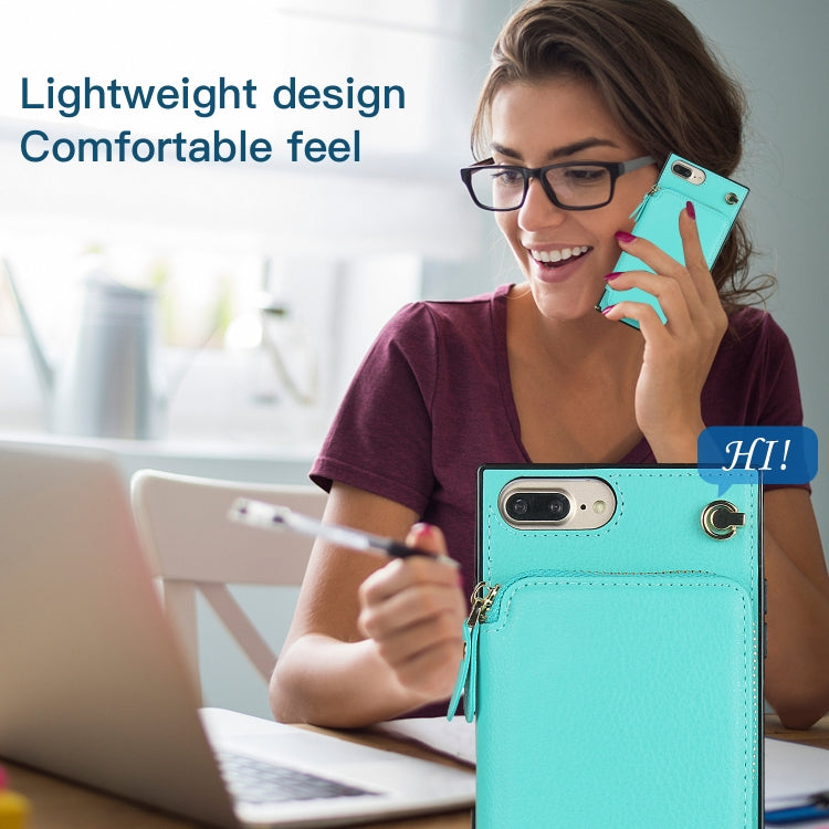 Cross-body Zipper Big Wallet Bag Square TPU+PU Back Cover Case with Holder & Card Slots & Wallet & Strap For iPhone 8 Plus / 7 Plus