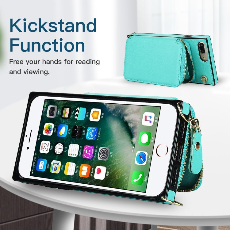 Cross-body Zipper Big Wallet Bag Square TPU+PU Back Cover Case with Holder & Card Slots & Wallet & Strap For iPhone 8 Plus / 7 Plus