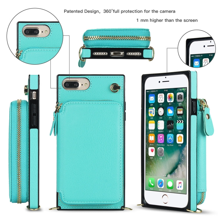 Cross-body Zipper Big Wallet Bag Square TPU+PU Back Cover Case with Holder & Card Slots & Wallet & Strap For iPhone 8 Plus / 7 Plus