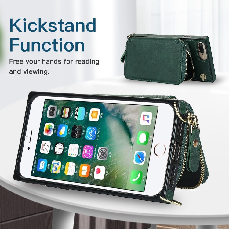 Cross-body Zipper Big Wallet Bag Square TPU+PU Back Cover Case with Holder & Card Slots & Wallet & Strap For iPhone 8 Plus / 7 Plus