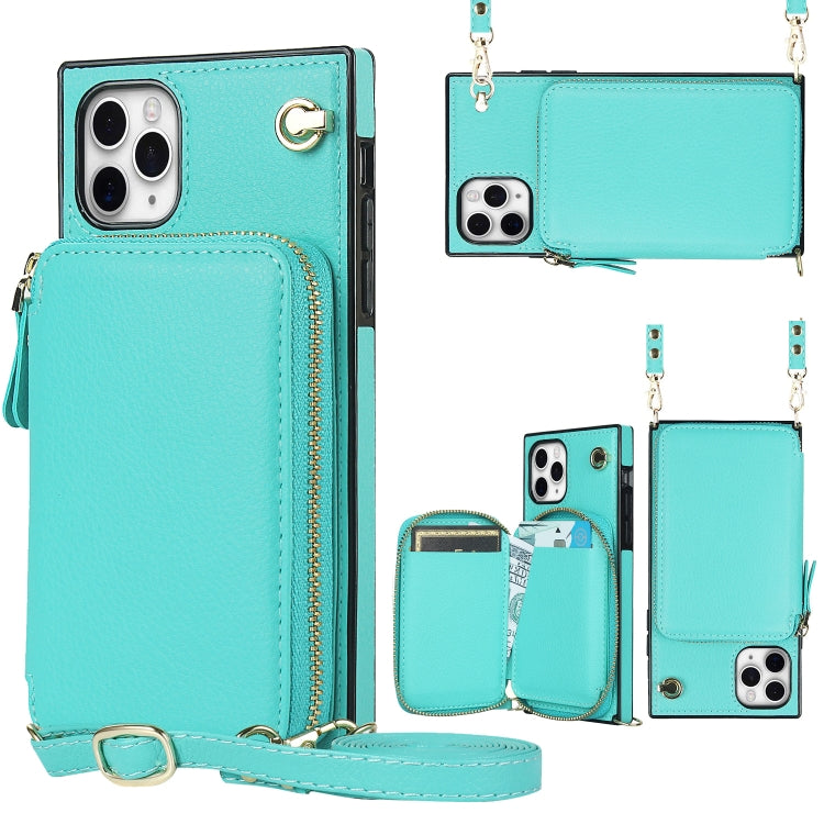 For iPhone 11 Pro Cross-body Zipper Big Wallet Bag Square TPU+PU Back Cover Case with Holder & Card Slots & Wallet & Strap