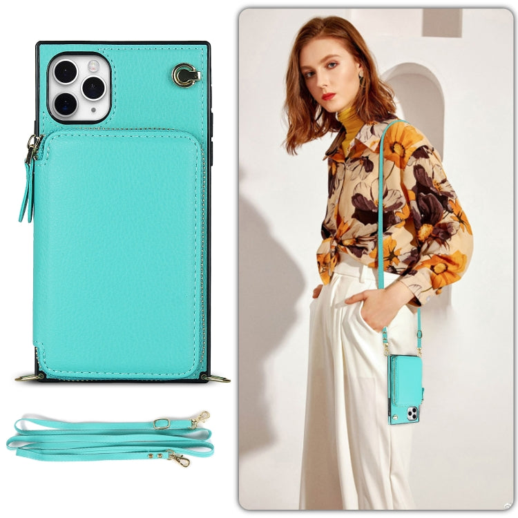 For iPhone 11 Pro Cross-body Zipper Big Wallet Bag Square TPU+PU Back Cover Case with Holder & Card Slots & Wallet & Strap