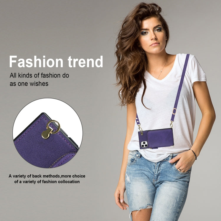 For iPhone 11 Pro Cross-body Zipper Big Wallet Bag Square TPU+PU Back Cover Case with Holder & Card Slots & Wallet & Strap