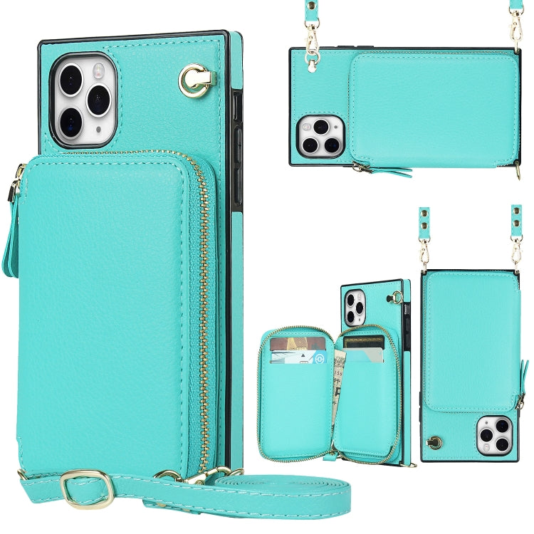 For iPhone 11 Pro Max Cross-body Zipper Big Wallet Bag Square TPU+PU Back Cover Case with Holder & Card Slots & Wallet & Strap