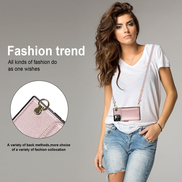 For iPhone 12 Pro Max Cross-body Zipper Big Wallet Bag Square TPU+PU Back Cover Case with Holder & Card Slots & Wallet & Strap