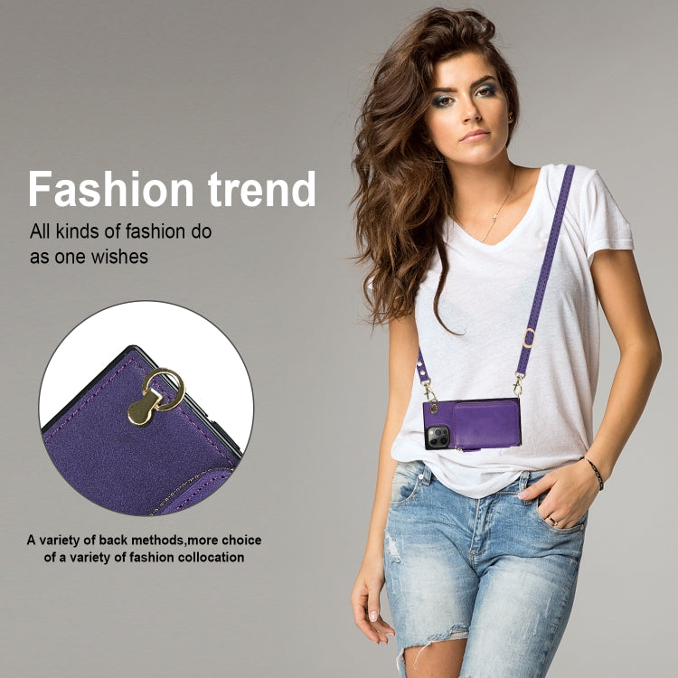 For iPhone 12 Pro Max Cross-body Zipper Big Wallet Bag Square TPU+PU Back Cover Case with Holder & Card Slots & Wallet & Strap