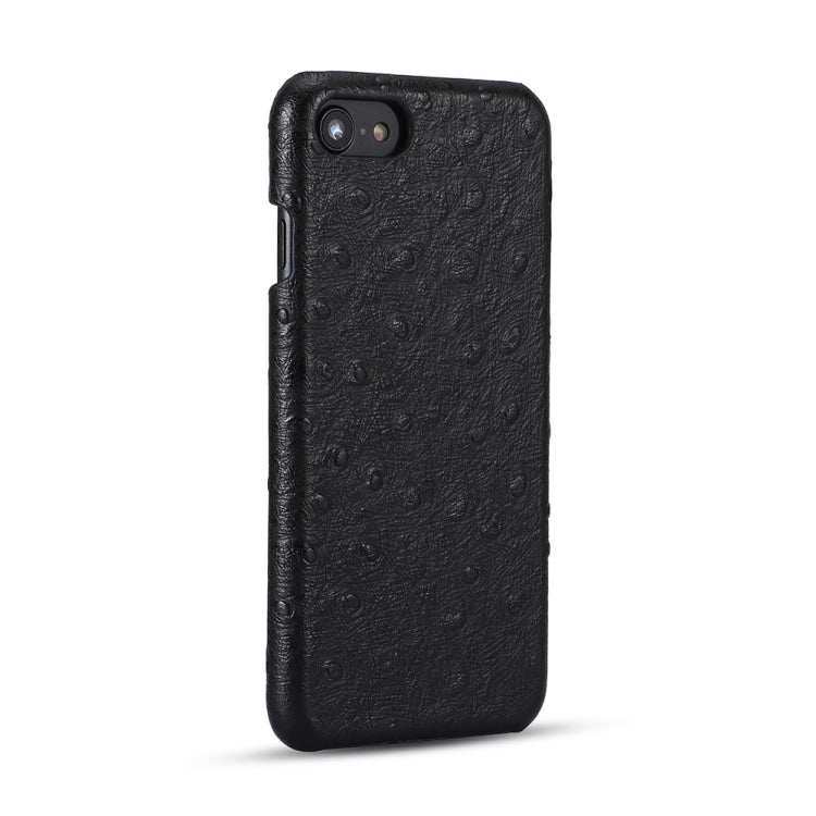 For iPhone SE 2022 / SE 2020 / 8 / 7 Ostrich Texture Head-layer Cowhide Leather Back Cover Case