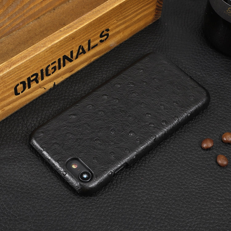 For iPhone SE 2022 / SE 2020 / 8 / 7 Ostrich Texture Head-layer Cowhide Leather Back Cover Case