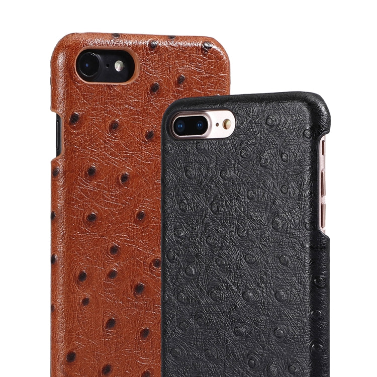 For iPhone SE 2022 / SE 2020 / 8 / 7 Ostrich Texture Head-layer Cowhide Leather Back Cover Case