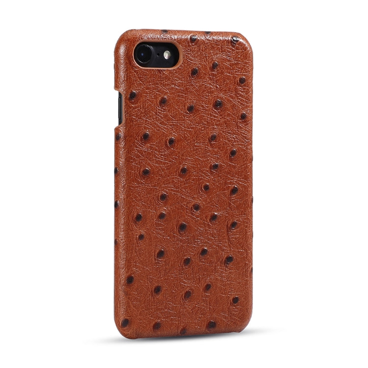 For iPhone SE 2022 / SE 2020 / 8 / 7 Ostrich Texture Head-layer Cowhide Leather Back Cover Case