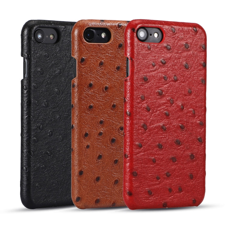 For iPhone SE 2022 / SE 2020 / 8 / 7 Ostrich Texture Head-layer Cowhide Leather Back Cover Case