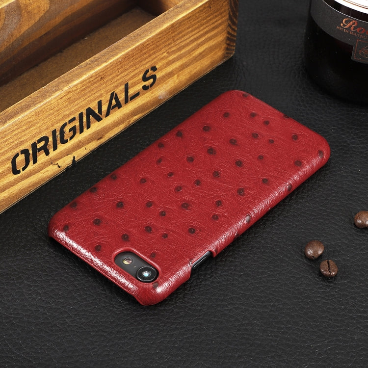 For iPhone SE 2022 / SE 2020 / 8 / 7 Ostrich Texture Head-layer Cowhide Leather Back Cover Case
