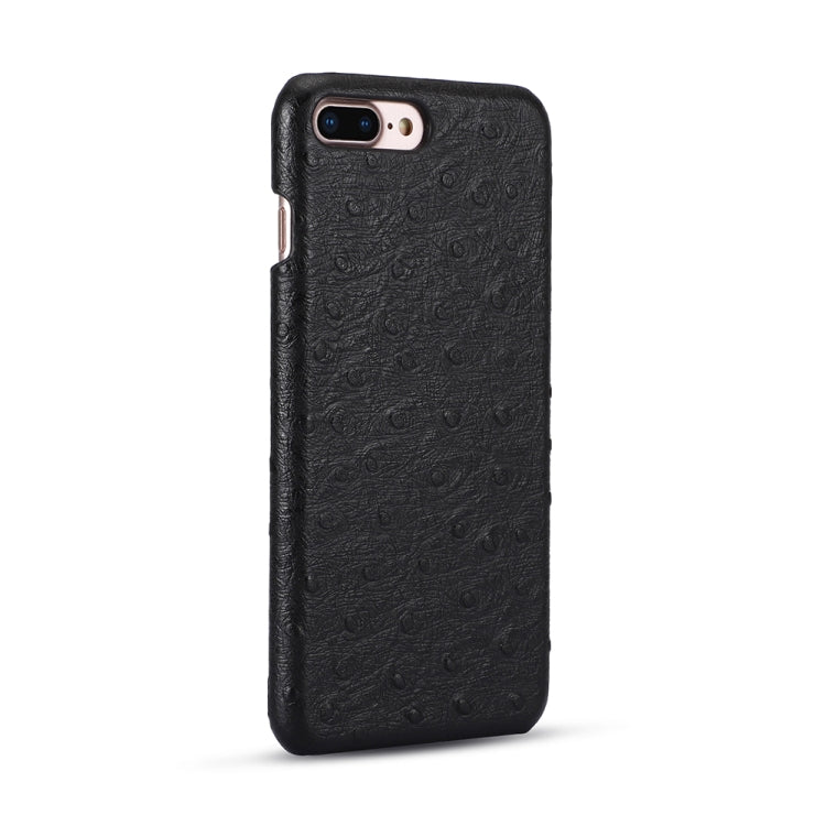 For iPhone 8 Plus / 7 Plus Ostrich Texture Head-layer Cowhide Leather Back Cover Case