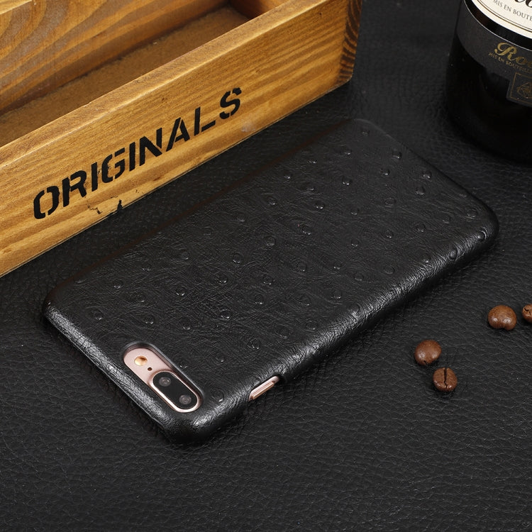 For iPhone 8 Plus / 7 Plus Ostrich Texture Head-layer Cowhide Leather Back Cover Case