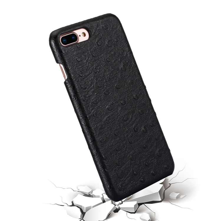 For iPhone 8 Plus / 7 Plus Ostrich Texture Head-layer Cowhide Leather Back Cover Case
