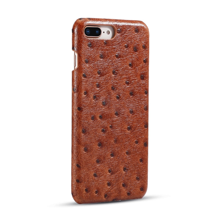For iPhone 8 Plus / 7 Plus Ostrich Texture Head-layer Cowhide Leather Back Cover Case