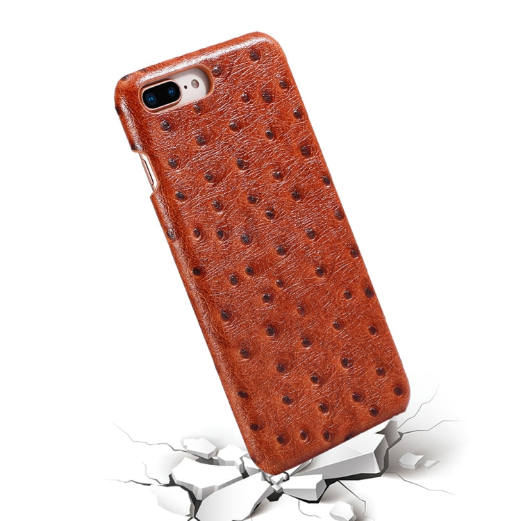 For iPhone 8 Plus / 7 Plus Ostrich Texture Head-layer Cowhide Leather Back Cover Case