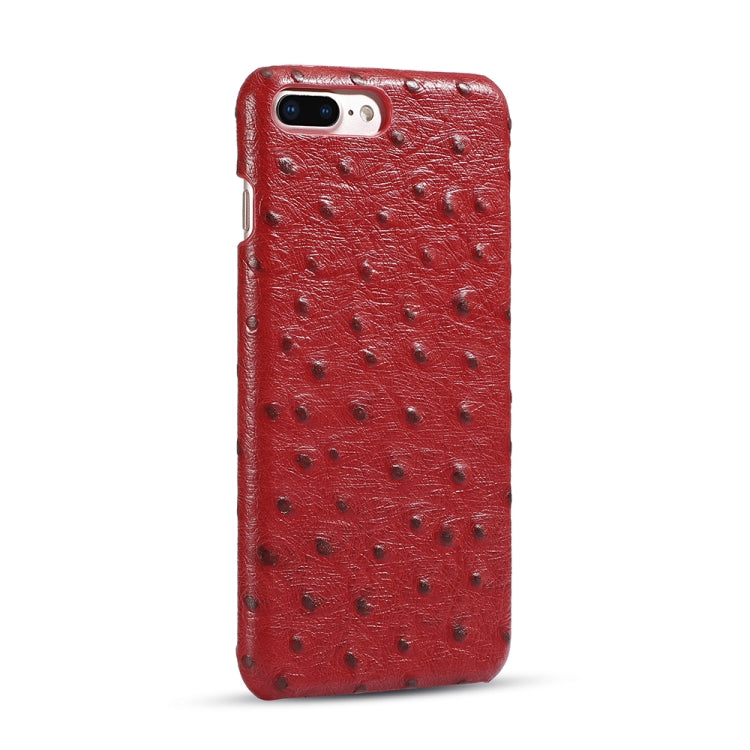For iPhone 8 Plus / 7 Plus Ostrich Texture Head-layer Cowhide Leather Back Cover Case