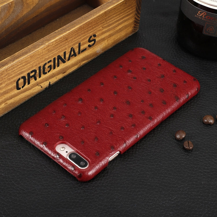 For iPhone 8 Plus / 7 Plus Ostrich Texture Head-layer Cowhide Leather Back Cover Case