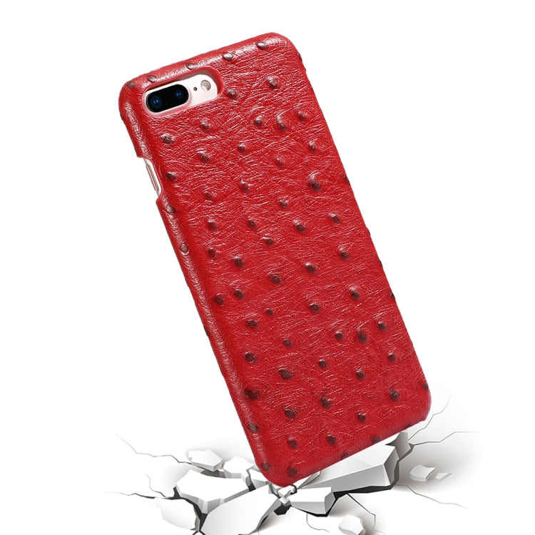 For iPhone 8 Plus / 7 Plus Ostrich Texture Head-layer Cowhide Leather Back Cover Case