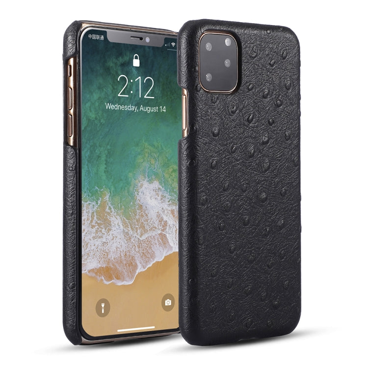 For iPhone 11 Ostrich Texture Head-layer Cowhide Leather Back Cover Case