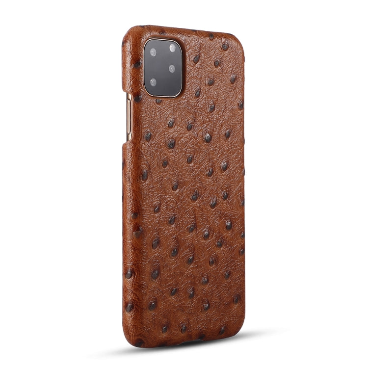 For iPhone 11 Ostrich Texture Head-layer Cowhide Leather Back Cover Case