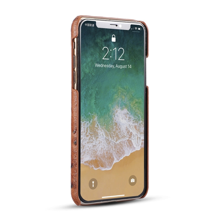 For iPhone 11 Ostrich Texture Head-layer Cowhide Leather Back Cover Case