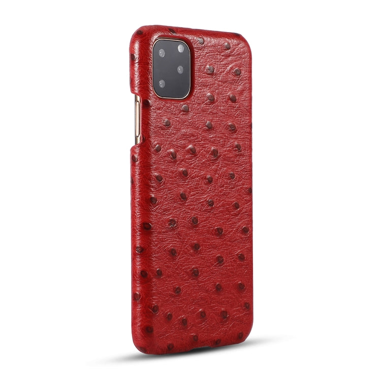 For iPhone 11 Ostrich Texture Head-layer Cowhide Leather Back Cover Case