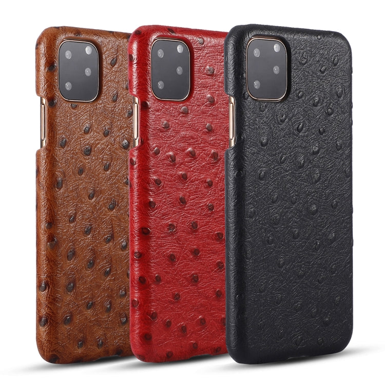 For iPhone 11 Pro Ostrich Texture Head-layer Cowhide Leather Back Cover Case