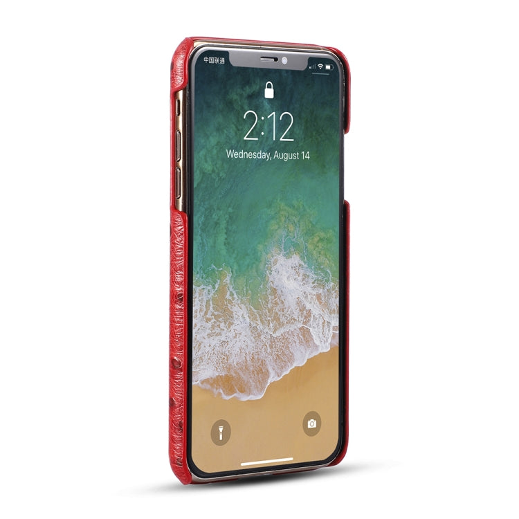 For iPhone 11 Pro Ostrich Texture Head-layer Cowhide Leather Back Cover Case