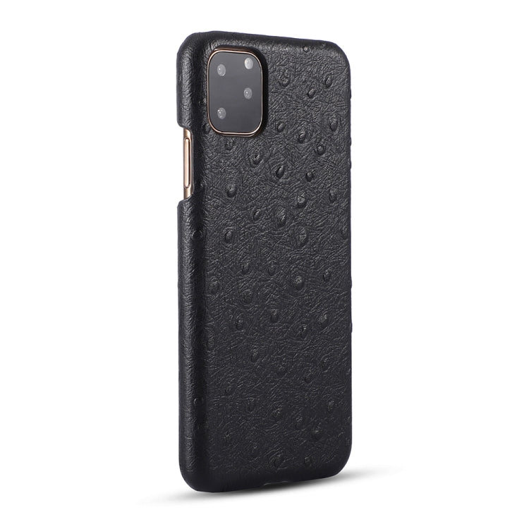 For iPhone 11 Pro Max Ostrich Texture Head-layer Cowhide Leather Back Cover Case