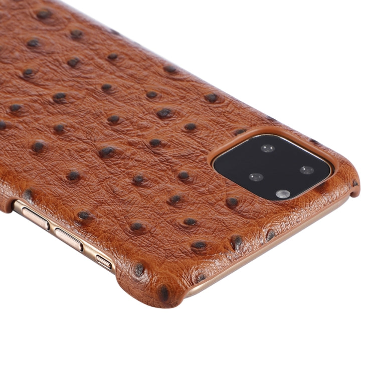 For iPhone 11 Pro Max Ostrich Texture Head-layer Cowhide Leather Back Cover Case