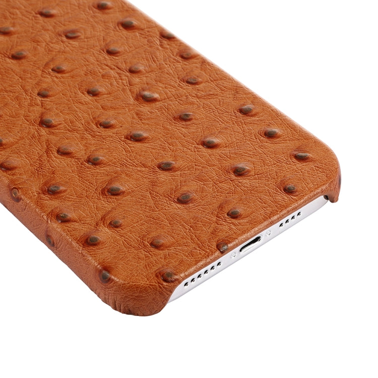 For iPhone 12 mini Ostrich Texture Head-layer Cowhide Leather Back Cover Case