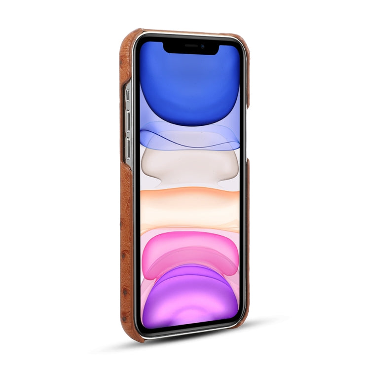 For iPhone 12 Pro Max Ostrich Texture Head-layer Cowhide Leather Back Cover Case