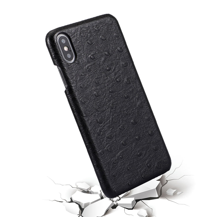 For iPhone X / XS Ostrich Texture Head-layer Cowhide Leather Back Cover Case