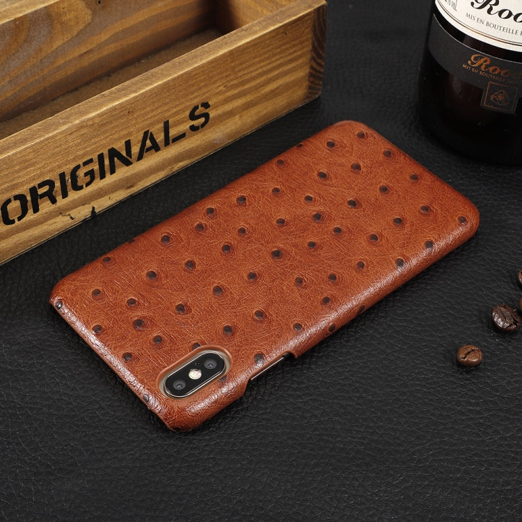 For iPhone X / XS Ostrich Texture Head-layer Cowhide Leather Back Cover Case