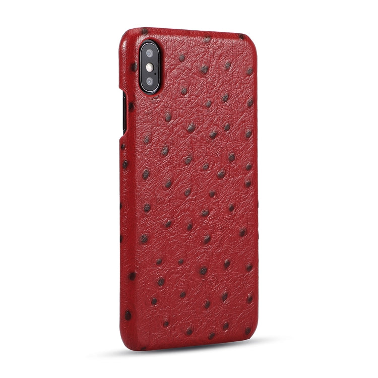 For iPhone X / XS Ostrich Texture Head-layer Cowhide Leather Back Cover Case