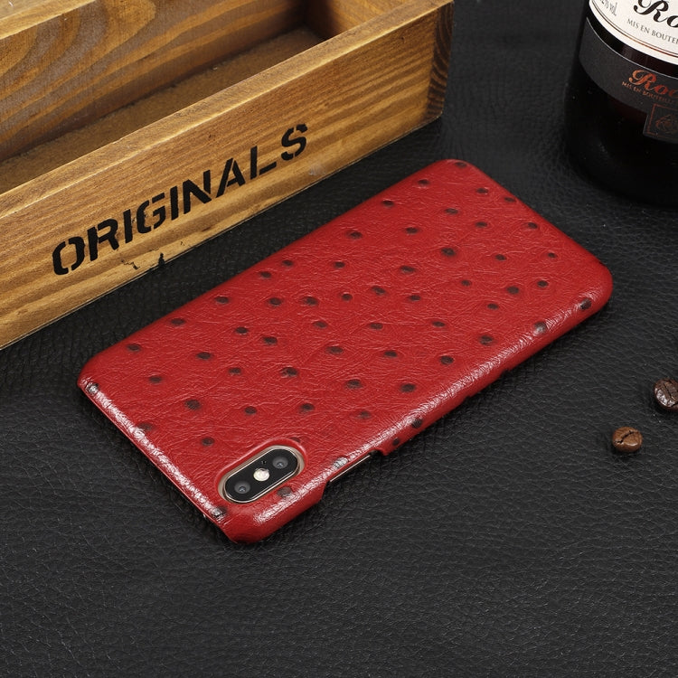 For iPhone X / XS Ostrich Texture Head-layer Cowhide Leather Back Cover Case