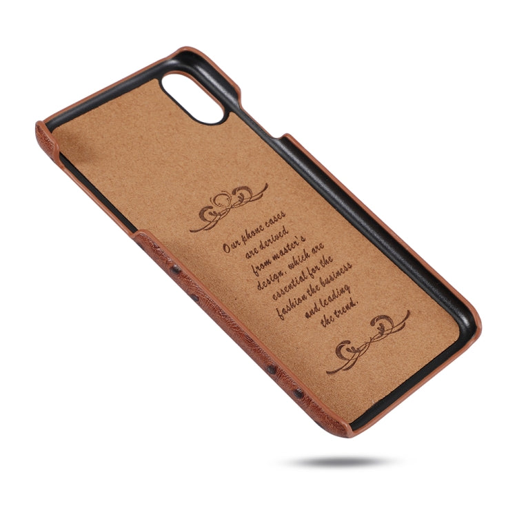 For iPhone X / XS Ostrich Texture Head-layer Cowhide Leather Back Cover Case