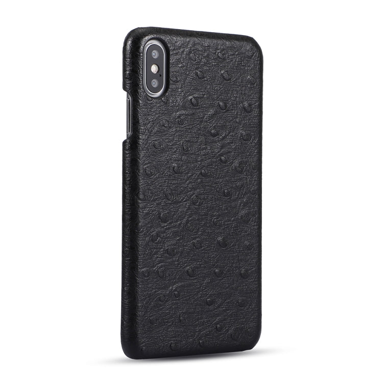 For iPhone XS Max Ostrich Texture Head-layer Cowhide Leather Back Cover Case