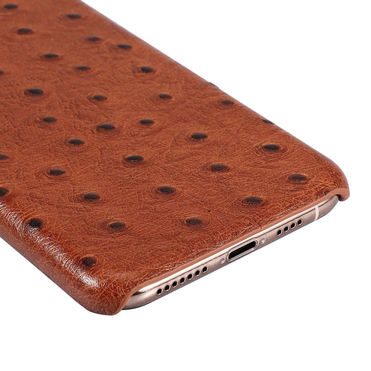 For iPhone XS Max Ostrich Texture Head-layer Cowhide Leather Back Cover Case