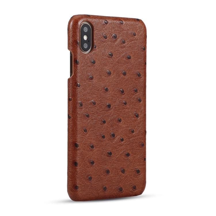 For iPhone XS Max Ostrich Texture Head-layer Cowhide Leather Back Cover Case