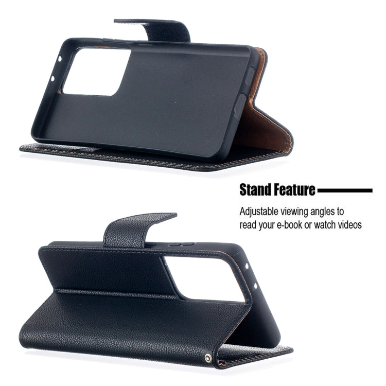 For Samsung Galaxy S21 Ultra 5G Litchi Texture Pure Color Horizontal Flip Leather Case with Holder & Card Slots & Wallet & Lanyard